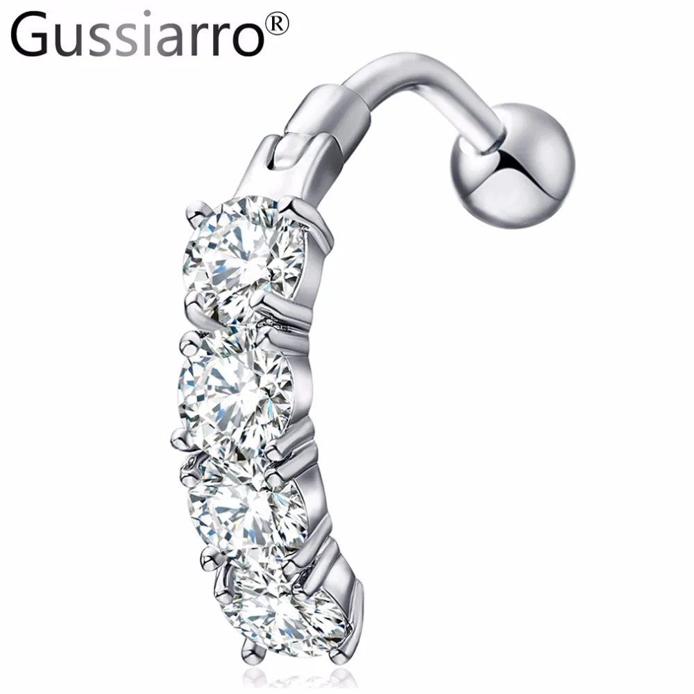 

Gussiarro Cute Romantic Clear Cubic Zirconia No Nickel Piercing Ring Belly Button Navel Piercing Body Jewelry Navel Belly Woman
