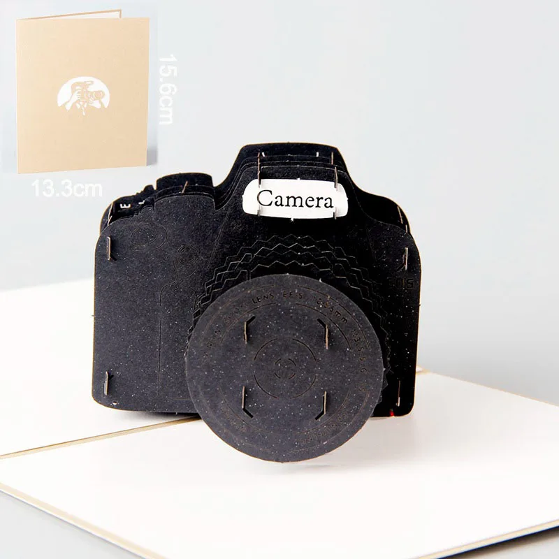  3D Laser Cut Handmade Carving Black Camera Paper Invitation Greeting Cards PostCard Children Creati - 32792600580