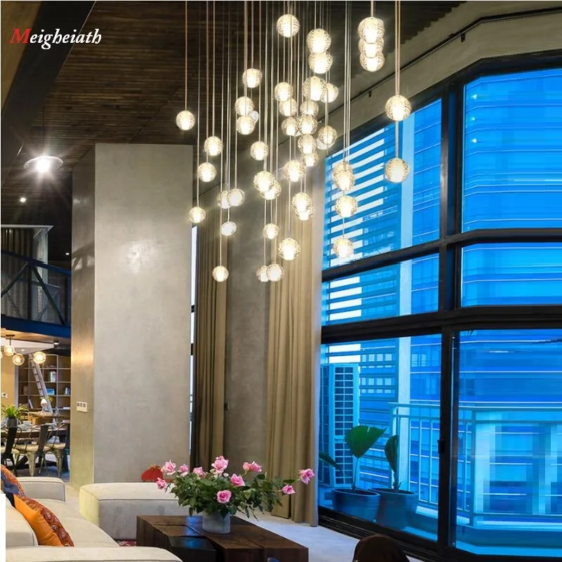 

LED Crystal Glass Ball Pendant Meteor Rain Meteoric Shower Stair Bar Droplight Chandelier Lighting AC110-260V Hanging G4 LEDLamp