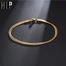 Хип 316L нержавеющая сталь браслет Франко звено цепи браслет для мужчин ювелирные изделия 4 мм 22 см мужские браслеты Прямая