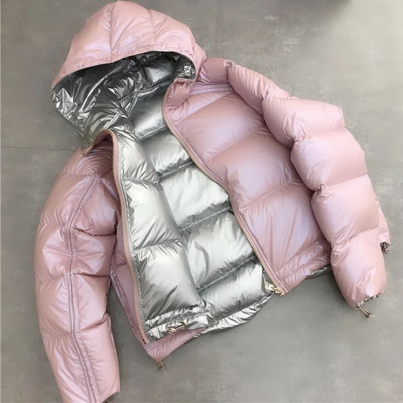 Meilleur 2019 femmes Double face vers le bas Parka Super chaud manteaux veste d hiver femmes à capuche blanc canard doudoune imperméable neige survêtement