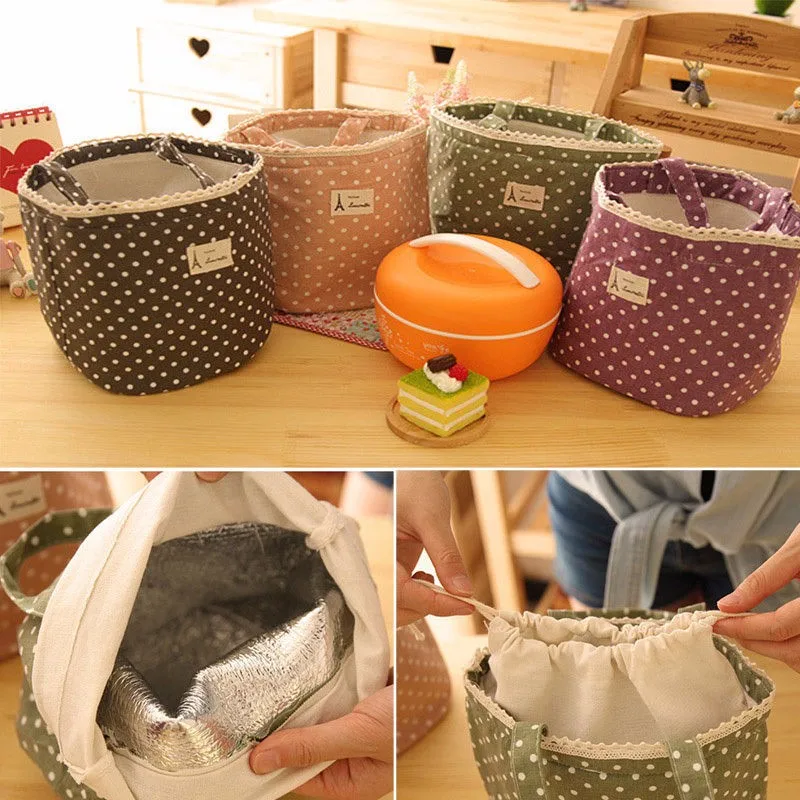 1pc Insulated Tinfoil Aluminum Cooler Picnic Lunch Box Bag Small Dot Thermal Dinner Travel Purse Zipper Waterproof Snack Food Storage Lunch Bag (6)