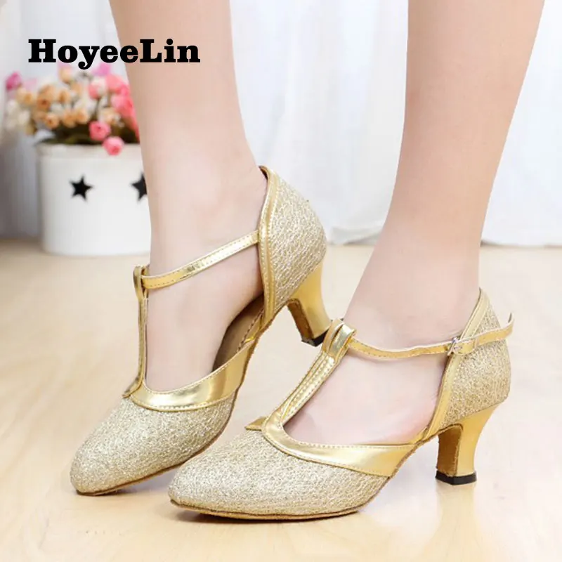 HoYeeLin/Обувь для танцев на среднем каблуке 5,5 см; женские вечерние туфли для бальных танцев; Современная танцевальная обувь для танго и вальса; домашняя подошва