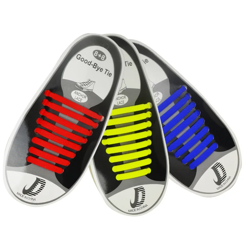 16Pcs/Set Shoelaces Running No Tie All Sneakers Fit Strap Shoelace Unisex Women Men Athletic Elastic Silicone Shoe Laces