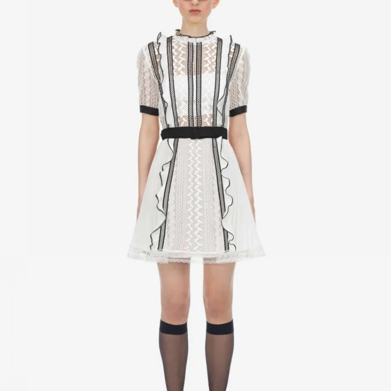

New Collection Self Portrait Dress Mini Lace Patchwork Ruffles Summer Aline Women's Chiffon Slim Dresses Feminine Party Vestidos