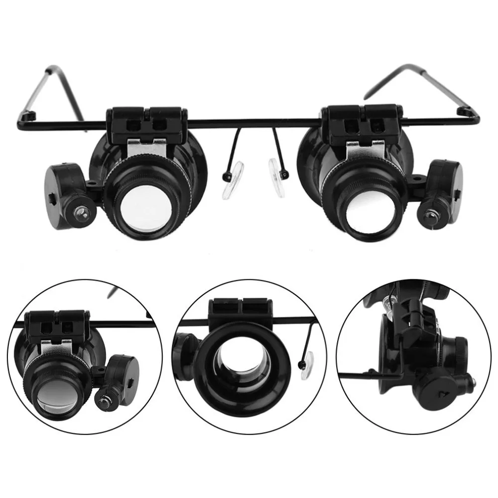 20X светодиодный Ремонт лупа очки акриловое оборудование для ремонта часов и ювелирных изделий с лупой и линзами увеличительное очки для