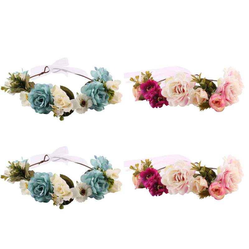 Headband Flower Crown Match Garland Hair Band Accessories for Mom anad Kids Flower Headband Newborn Baby Hot