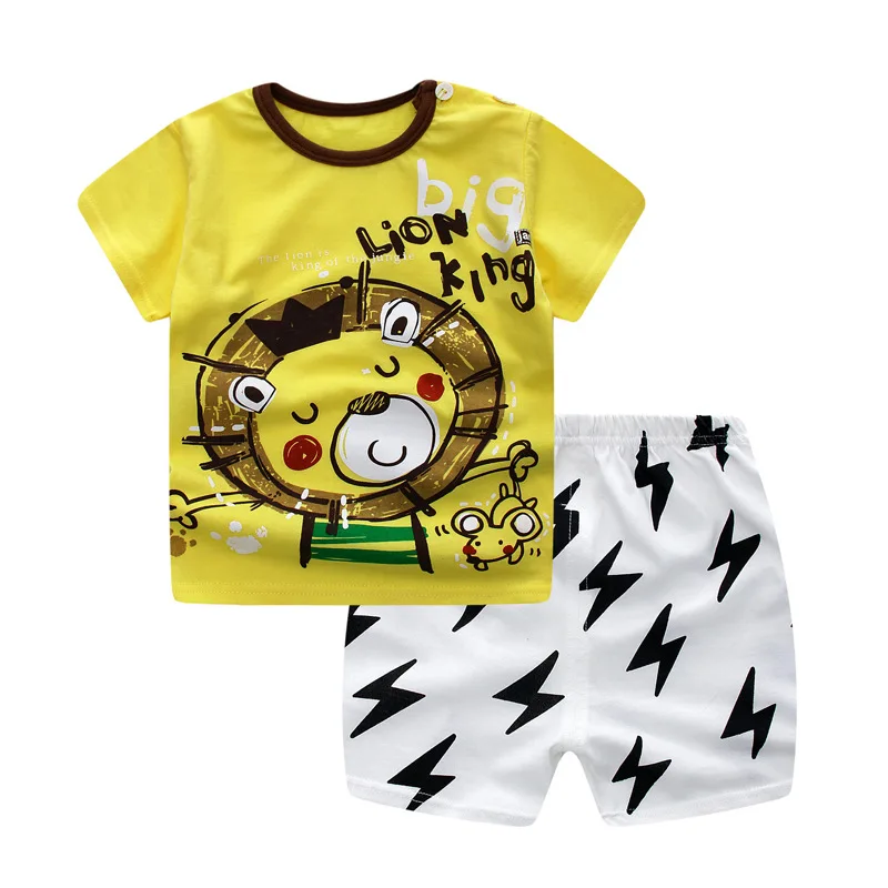 Summer Baby Short Sleeve for Clothing Boys Girls Cotton Suit for Children Two Clothes Sets for Babies Newborn Baby Girl Clothes - Цвет: Слоновая кость