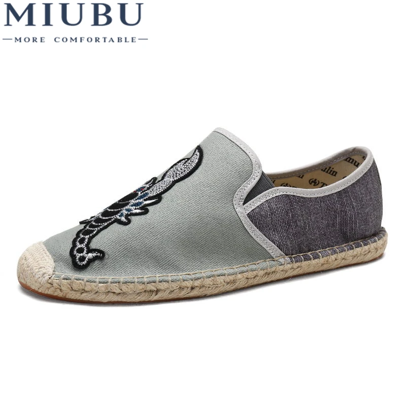

LAISUMK Functional Spring Summer Canvas Espadrilles color blocking Loafers Gray/White/Black,Men Linen breathable Casual shoes