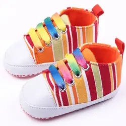 Для маленьких мальчиков и девочек Демисезонный всплески семь цветов ребенка холст противоскольжения обувь детская обувь малыша шнурки 3xz1