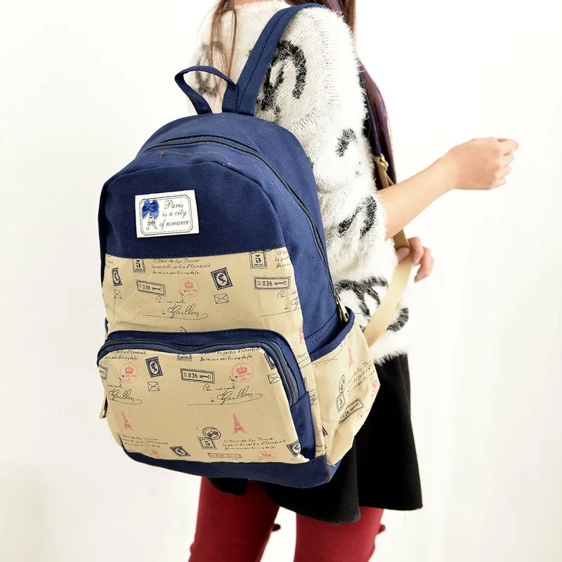 Fashion French style canvas Backpack USA new hot girl backpack