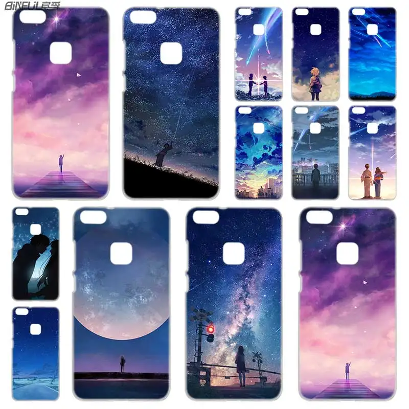 

BINFUL PC Transparent for Huawei P30 p20 lite case P8 P9 P10 Lite Plus Pro P Smart 2019 Mini starry day anime