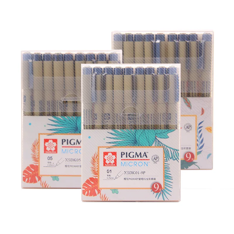 Sakura Pigma Micron Fine Line Pen Set Multi-Color Needle Drawing Brush Pen XSDK 005/01/2/3/4/5/8/1.0/PN Sketching Art Supplies