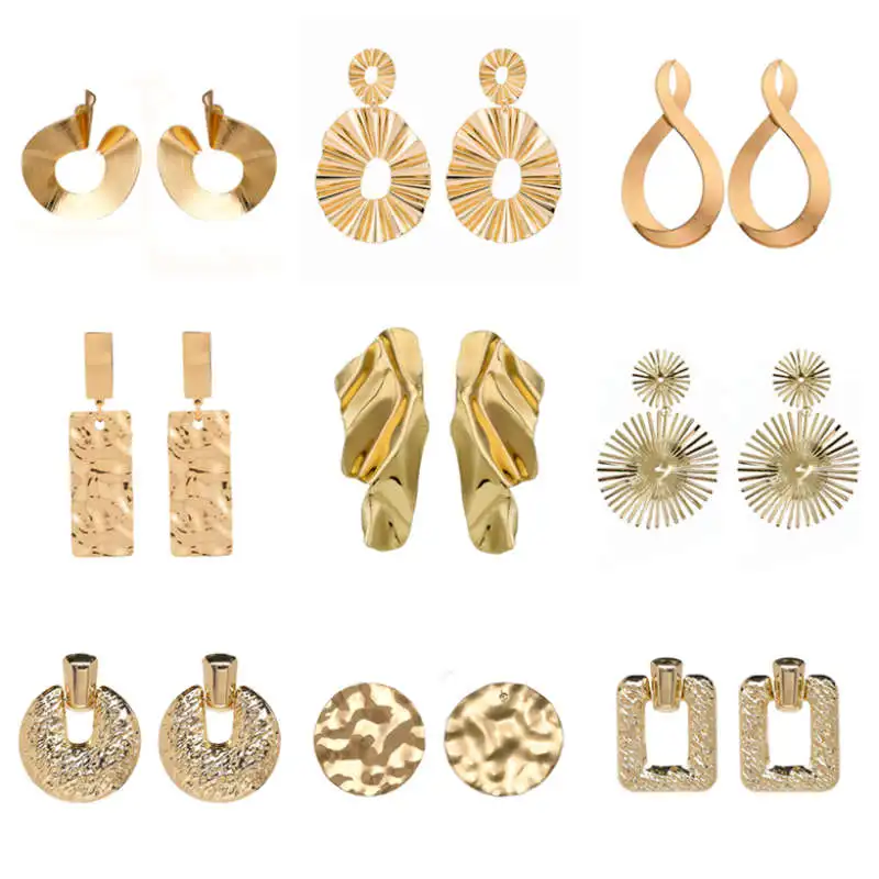 Креативные геометрические Висячие серьги для женщин, женские преувеличенные металлические висячие серьги с золотом и серебром, хорошие украшения в подарок