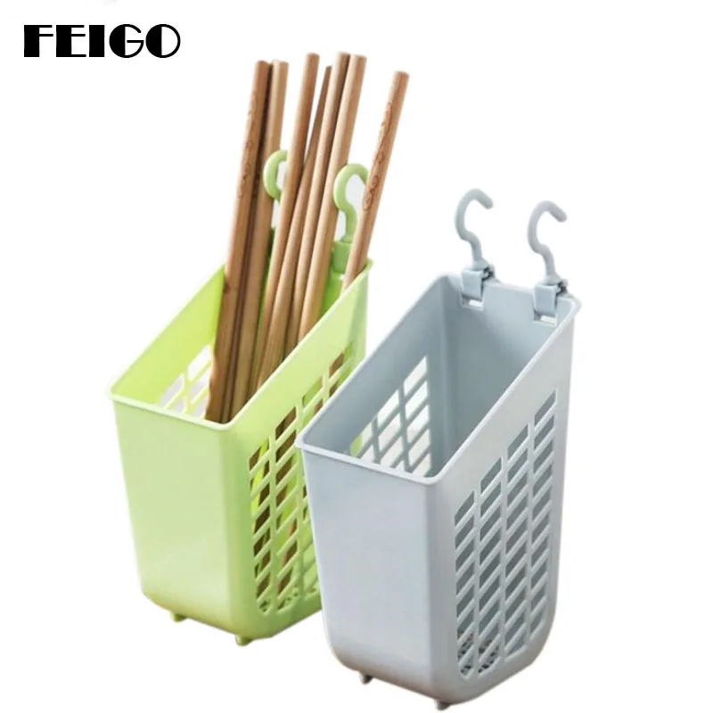 

FEIGO 1PC Tableware Storage Rack Hook Up Drain Chopsticks Strainers Spoon Fork Dish Organizer Shelves Kitchen Storage Shelf F733