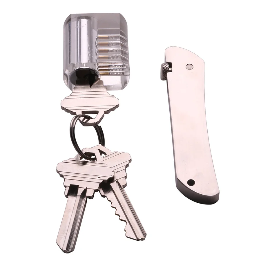 

Hot sale new transparent padlock with stainless steel portable folding quick open tool,7-in-1 folding multitool with secure