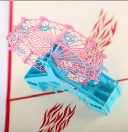 10 шт поздравительная открытка 3D колесо обозрения торговля креативный подарок на день рождения поздравительная открытка