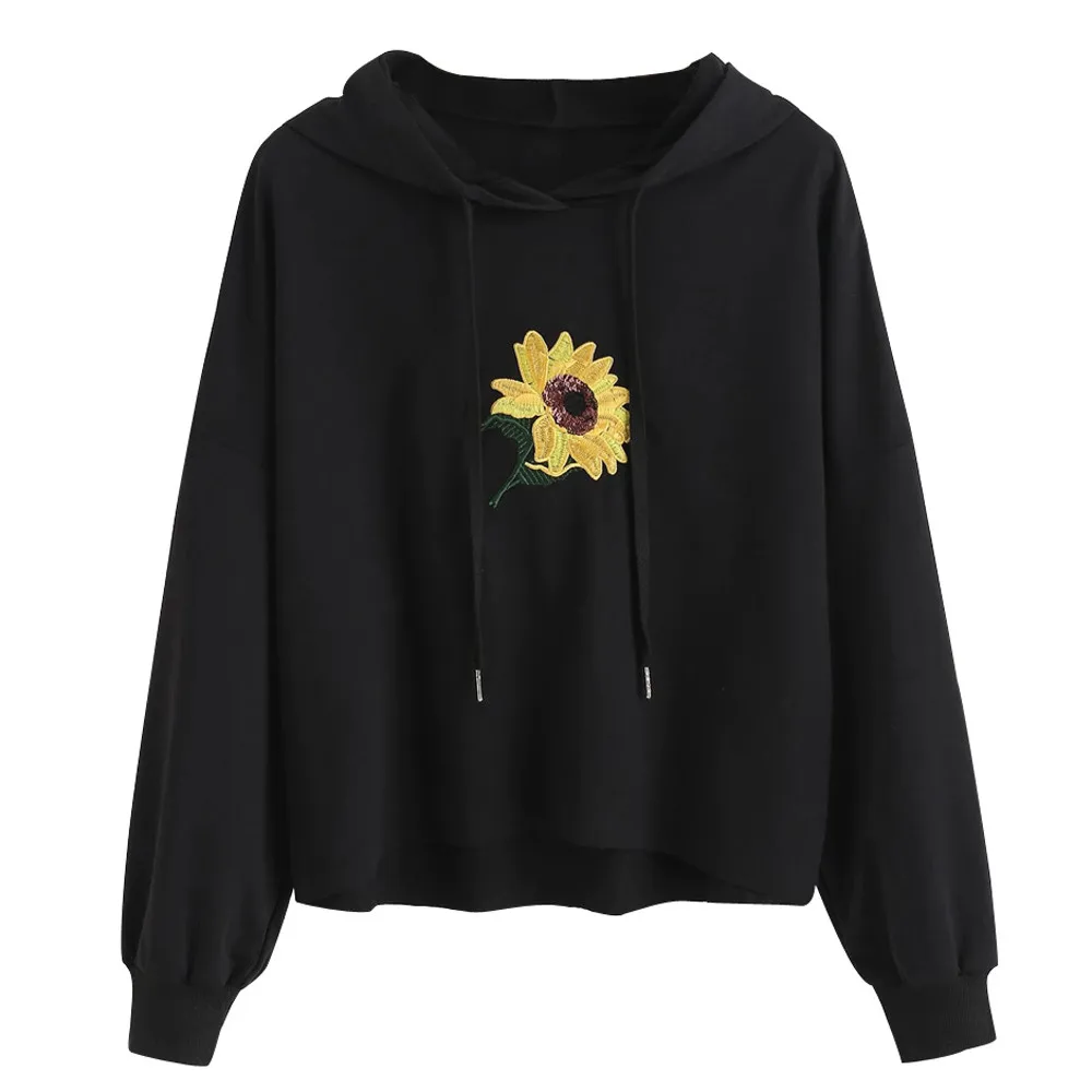 

Hoodies Sweatshirt Women Harajuku Streetwear Sunflower Print Hoodie 2018 Winter Women Fashion Clothes Kawaii Korean Moletom