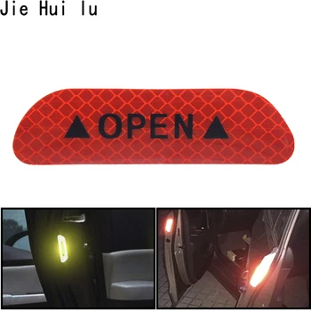

4Pcs/set Car Door Stickers Universal Safety Warning Mark Open High Reflective Tape Auto Exterior Motorcycle Bike Helmet Sticker