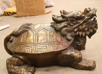 

wholesale factory 22" China Bronze Copper Decoration Longevity Shou Dragon Turtle Tortoise Statue 25% off