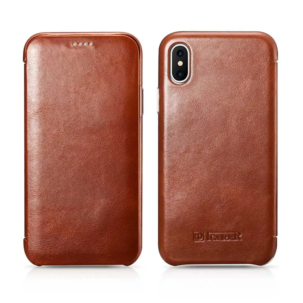 Ретро Тонкий Воловья кожа Натуральная флип чехол для iPhone X XR бизнес настоящая