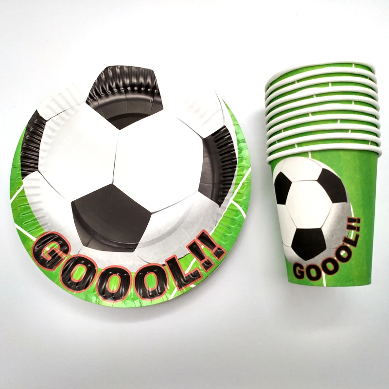 

60PCS/PACK Soccer Theme Baby Shower Football Glass Decorate Birthday Party Plates Boys Kids Cups Kids Favors Events Tableware