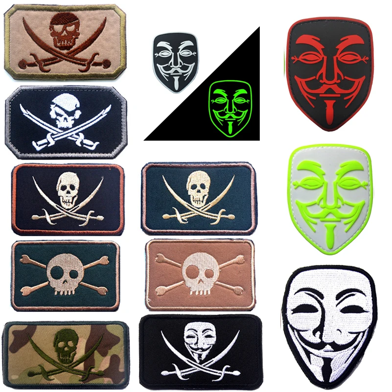 

Embroidered/PVC Patch NAVY SEALS Jolly Roger Pirate Skull Crossed Swords Morale Patch Army Military Tactical Embroidery Badges