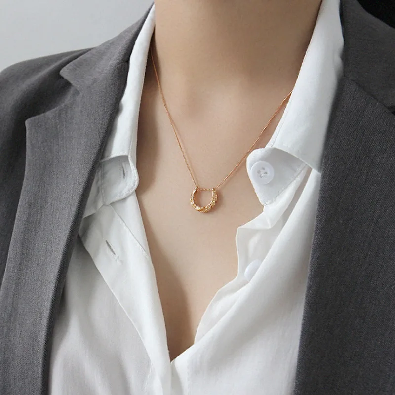 Rose Gold Color F.I.N.S S925 ожерелье серебряное геометрическое дугообразное неровное ожерелье под розовое золото Подвески для женщин 925 пробы серебряные ювелирные изделия - Окраска металла: Rose Gold Color