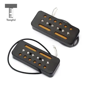 

Tooyful A Pair of Black Single Coil Soap Bar Pickups for P-90 P90 Electric Guitar 50mm / 52mm Hole Space