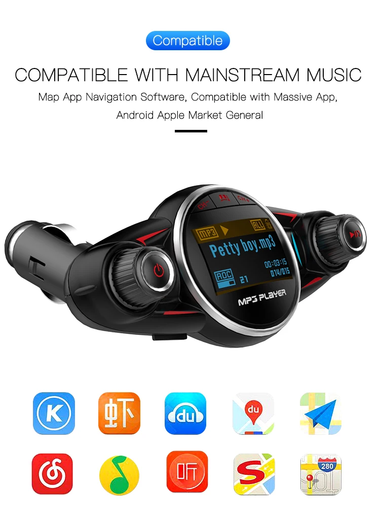 Bluetooth Handsfree автомобильный комплект BT08 MP3-плеер fm-передатчик Aux модулятор двойной USB