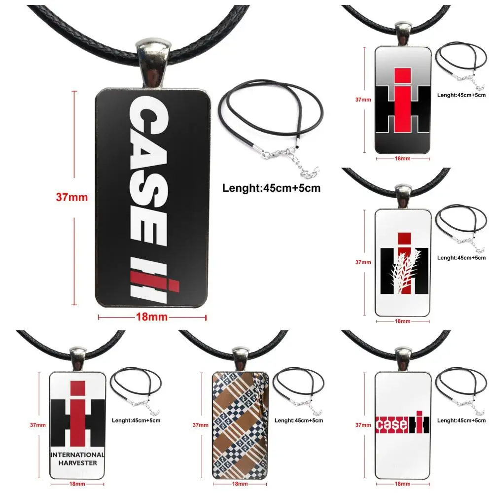 

For Lovers Best Friendship Case Ih Tractor's Logo Fashion Glass Cabochon Pendant Rectangle Necklace Choker Necklace Jewelry