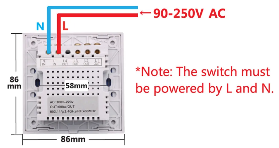 10---New Arrival Sonoff T1 1 Gang 2 way WiFi Smart Touch Switch RF Control Wall Light Timer Switch 86 Type UK Panel Home Automation- (1)