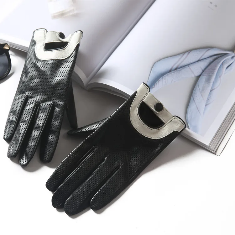 Fashion Genuine Leather Gloves Women Winter Driving Glove Sheepkin Slim