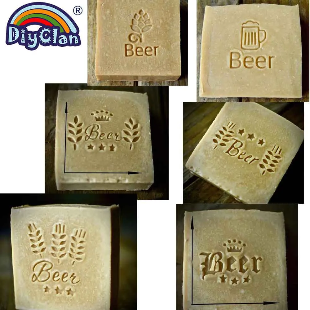 

Handmade Beer Soap Stamp Wheat Pattern Clear Diy Natural Organic Acrylic Chapter Beer Cup Soap Making Seal With Handle Custom