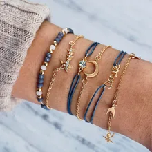 New Love Star Moon Charm Bracelet Set Multilayer Rope Chain Beaded Gold Color Bracelet Hand Aceessories for Women цена New Love Star Moon Charm Bracelet Set Multilayer Rope Chain Beaded Gold Color Bracelet Hand Aceessories for Women цены онлайн
