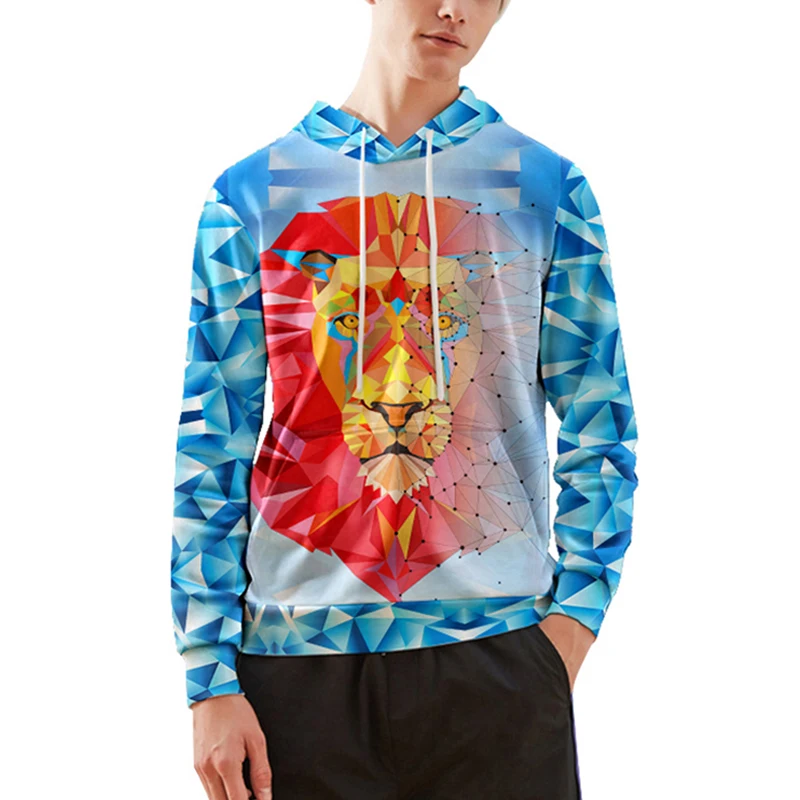 

Streetwear Hoodies Women Sweatshirts Gradient Lion 3D Printed Hooded Hoodies Women Kangaroo Pocket Oversize Harajuku Casual