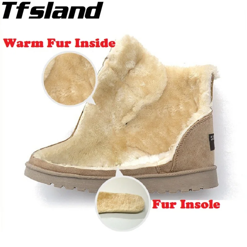 Tfsland/; классические женские зимние замшевые ботильоны; женские теплые меховые плюшевые стельки; Botas Mujer; кроссовки на шнуровке для бега