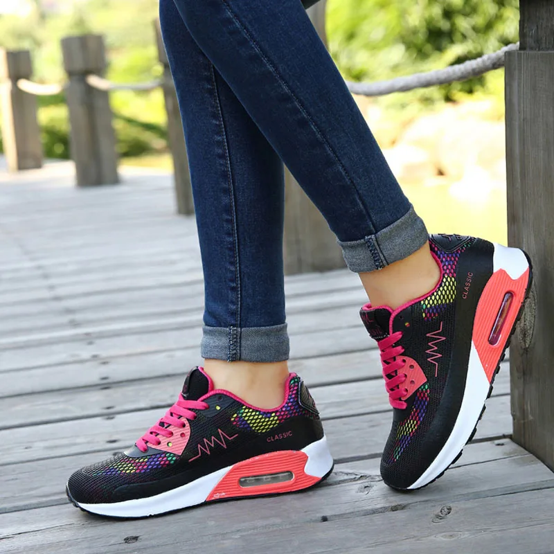 ladies black mesh trainers