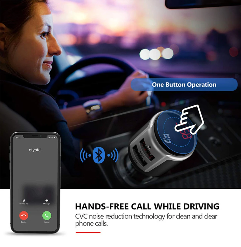 BC33 автомобильный Bluetooth FM беспроводной радио музыкальный mp3 плеер комплект