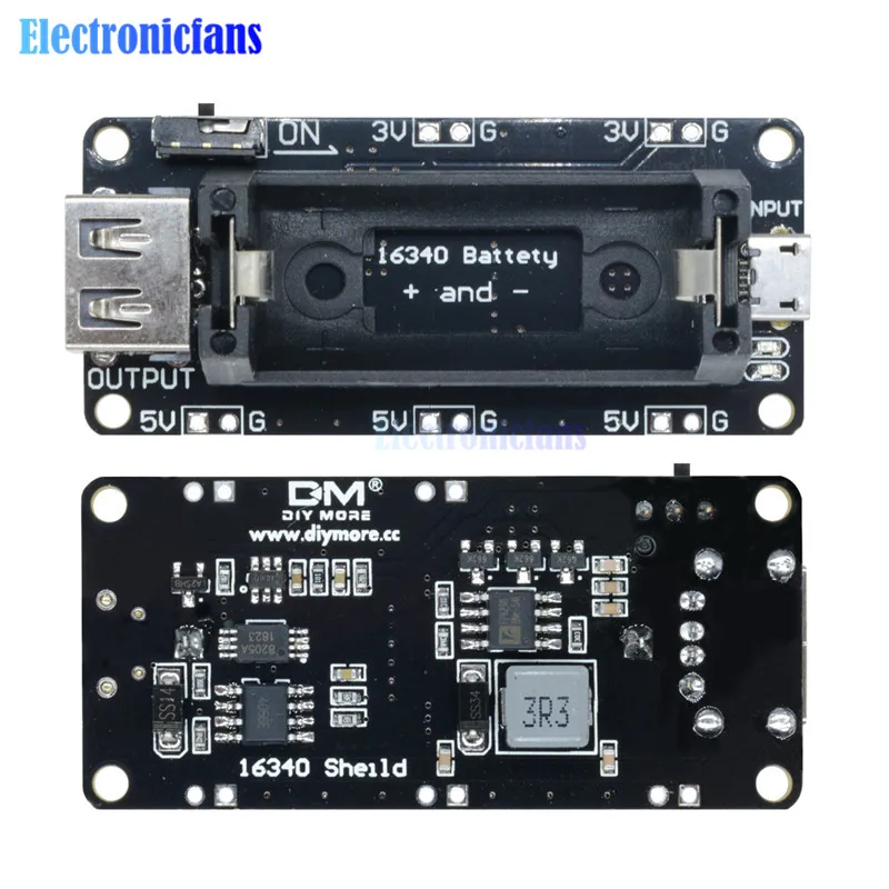 ESP8266 ESP32 Питание Перезаряжаемые Двойной 16340 литий Батарея Зарядное устройство Щит Модуль двойной Выход 3,3 V 5V Для Arduino UNO R3