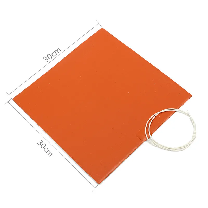 

750W 120V Silicone Heater Pad For 3D Printer Heated Bed Heating Mat New 30x30cm Orange Durable Quality