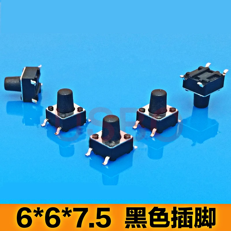 SMT Touch Switch Micro Tactile Push Button Switch Tact 4 Legs 6*6*7.5mm Blackin Switches from