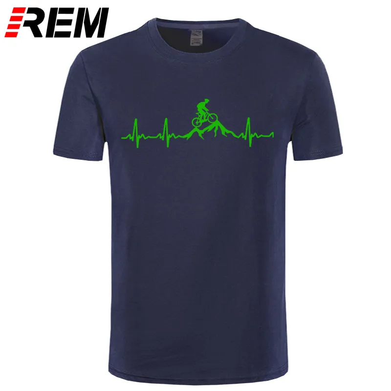 REM, футболка для горного велосипеда, сердцебиение, смешная, MTB, Dirt Bike, футболка размера плюс, на заказ, короткий рукав, Мужская футболка, модная, семейная, хлопок - Цвет: navy green
