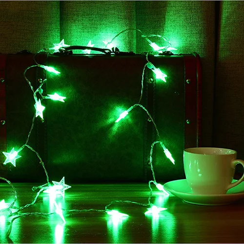 СВЕТОДИОДНАЯ Гирлянда в форме звезды 1 м, 2 м, 3 м, 4 м, 5 м, 10 м, 20 м, мерцающее освещение, Рождественская, свадебная лампа для украшения батареи, уличная сказочная гирлянда - Испускаемый цвет: green
