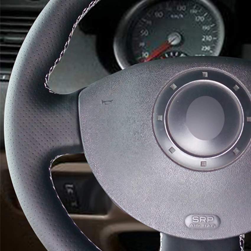 Черный чехол на руль из искусственной кожи ручной работы для Renault Megane 2 2003 2008 Kangoo