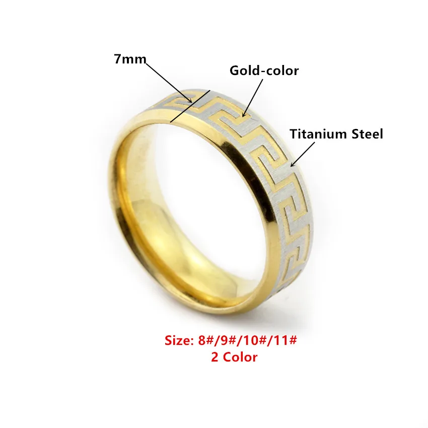 Vintage Greek Key Ring Fashion Men Anium Steel Rings For Women Vintage Greek Key Ring Fashion Men Anium Steel Rings For Women Cool Male Gold Color Promise Wedding Birthday Jewelry In From