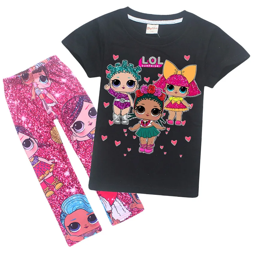 

2018 Toddler Kids Pajamas Set Children Sleepwear Suit Lol Dolls for Girls Baby Girl Casual Cotton Nightwear Clothes Infant 4-12Y