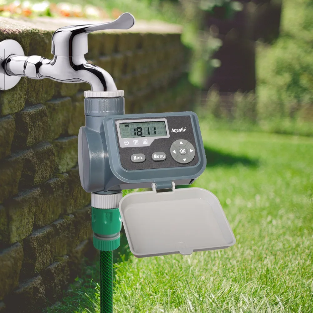 Waterproof LCD Screen Watering Timer Solenoid Valve Garden Water Timer Garden Irrigation Controller with Multifunction #21004 drip irrigation kit for terrace garden