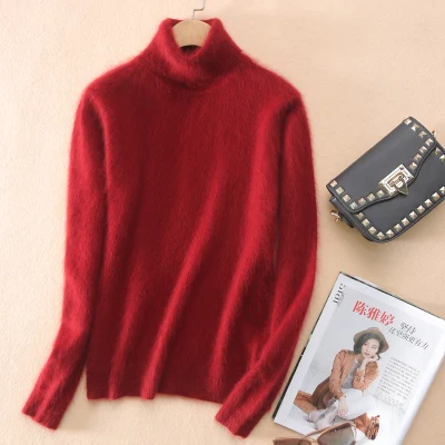 Супер теплая норковая кашемировая мягкая меховая флисовая водолазка, свитера и пуловеры для женщин, осенне-зимний джемпер, Женский брендовый джемпер - Цвет: Rusty red