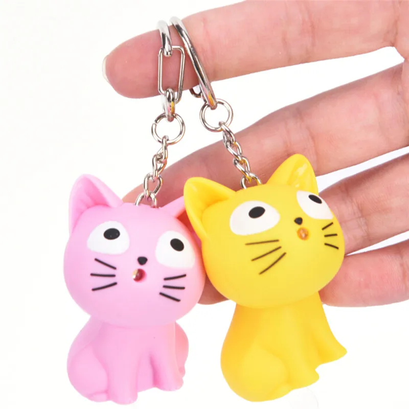 Милый брелок с изображением сыра кота со звуком Мяу kawaii LED детский подарок